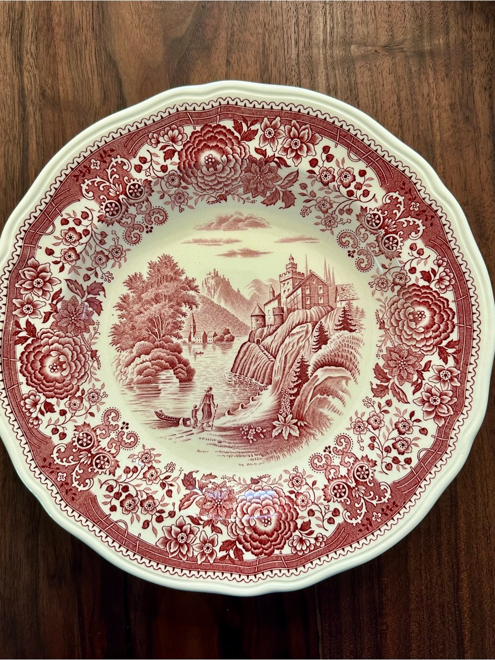 Vintage Villeroy & Boch Red and Cream Burgenland Dinner Bowl